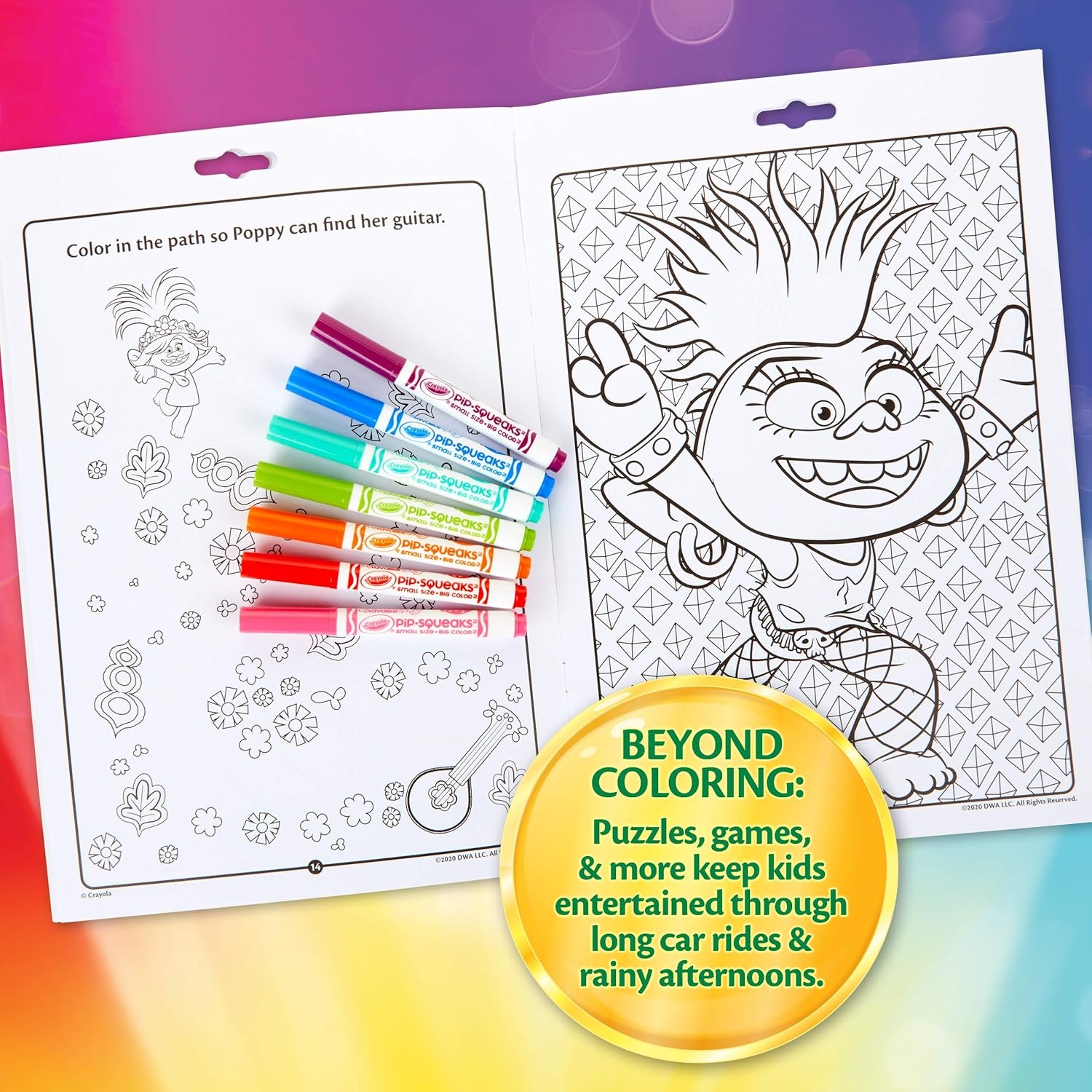 image:imageCrayola Trolls World Tour Color amp Activity Pad 32 Coloring Pages and 7 Mini Washable Markers Markers Trolls 2 Gift for Kids Ages 3