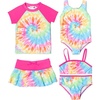 image:imageTrolls JoJo Siwa Girls One Piece Bathing Suit Bikini Top Rash Guard Skirt and Bottom 5 Swimsuit Set Toddler to Big KidRainbow