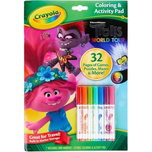 image:imageCrayola Trolls World Tour Color amp Activity Pad 32 Coloring Pages and 7 Mini Washable Markers Markers Trolls 2 Gift for Kids Ages 3