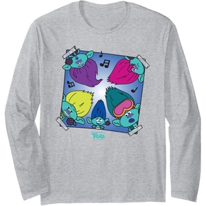 image:imageDreamWorks Trolls Band Together BroZone Album Cover Long Sleeve TShirtHeather Grey