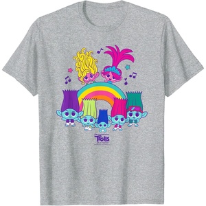 image:imageDreamWorks Trolls Band Together BroZone Poppy Viva Rainbow TShirtHeather Grey