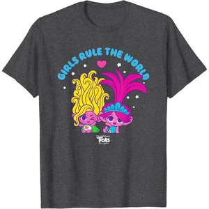 image:imageDreamWorks Trolls Band Together Girls Rule the World TShirtDark Heather Grey