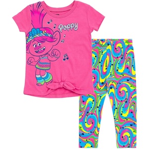 image:imageDreamWorks Trolls Poppy Pullover Fleece TShirt and Leggings Outfit Set Infant to Little KidPink  Multicolor