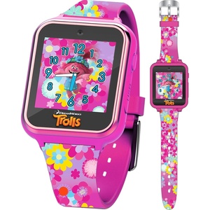 image:imageDreamWorks Trolls World Tour Kids Smartwatch with Selfie Video Camera Alarm Stopwatch Games Voice Recorder Calculator Step Calorie Counter Pink Silicone Strap Fits 558 Wrists