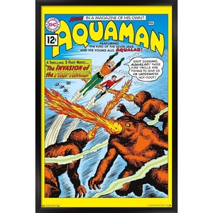 image:imageTrends International DC Comics  Aquaman  The Invasion of the FireTrolls Wall Poster 14725 x 22375 Barnwood Framed VersionBlack Framed Version