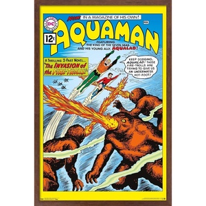 image:imageTrends International DC Comics  Aquaman  The Invasion of the FireTrolls Wall Poster 14725 x 22375 Barnwood Framed VersionMahogany Framed Version