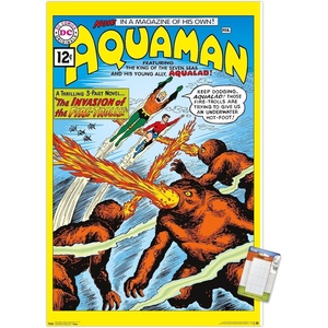 image:imageTrends International DC Comics  Aquaman  The Invasion of the FireTrolls Wall Poster 14725 x 22375 Barnwood Framed VersionPremium Poster  Mount Bundle