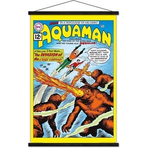 image:imageTrends International DC Comics  Aquaman  The Invasion of the FireTrolls Wall Poster 14725 x 22375 Barnwood Framed VersionPremium Print and Black Hanger Bundle
