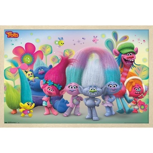 image:imageTrends International DreamWorks Trolls  Group Wall Poster 14725 x 22375 Black Framed VersionBlonde Framed Version