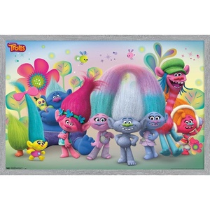 image:imageTrends International DreamWorks Trolls  Group Wall Poster 14725 x 22375 Black Framed VersionGray Framed Version