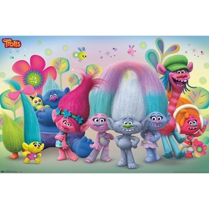 image:imageTrends International DreamWorks Trolls  Group Wall Poster 14725 x 22375 Black Framed VersionPremium Unframed Version