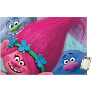 image:imageTrends International DreamWorks Trolls  Hair Wall Poster 22375 x 34 Barnwood Framed VersionPremium Poster  Mount Bundle