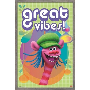 image:imageTrends International DreamWorks Trolls  VIbes Wall Poster 14725 x 22375 Barnwood Framed VersionBarnwood Framed Version