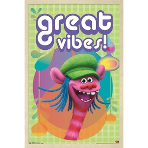 image:imageTrends International DreamWorks Trolls  VIbes Wall Poster 14725 x 22375 Barnwood Framed VersionBlonde Framed Version