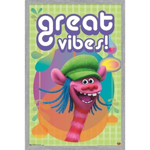 image:imageTrends International DreamWorks Trolls  VIbes Wall Poster 14725 x 22375 Barnwood Framed VersionGray Framed Version