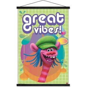 image:imageTrends International DreamWorks Trolls  VIbes Wall Poster 14725 x 22375 Barnwood Framed VersionPremium Print and Black Hanger Bundle