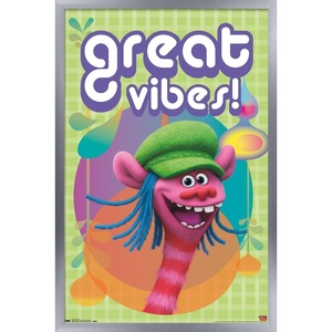 image:imageTrends International DreamWorks Trolls  VIbes Wall Poster 14725 x 22375 Barnwood Framed VersionSilver Framed Version
