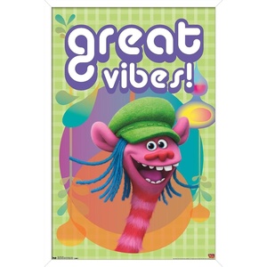 image:imageTrends International DreamWorks Trolls  VIbes Wall Poster 14725 x 22375 Barnwood Framed VersionWhite Framed Version