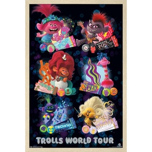 image:imageTrends International DreamWorks Trolls 2  Grid Wall Poster 22375 x 34 Mahogany Framed VersionBlonde Framed Version