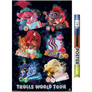 image:imageTrends International DreamWorks Trolls 2  Grid Wall Poster 22375 x 34 Mahogany Framed VersionPremium Poster  Clip Bundle