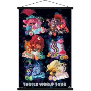 image:imageTrends International DreamWorks Trolls 2  Grid Wall Poster 22375 x 34 Mahogany Framed VersionPremium Print and Black Hanger Bundle