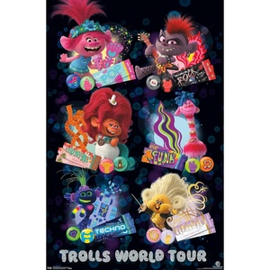 image:imageTrends International DreamWorks Trolls 2  Grid Wall Poster 22375 x 34 Mahogany Framed VersionPremium Unframed Version