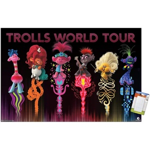 image:imageTrends International DreamWorks Trolls 2  Group Wall Poster 22375 x 34 Barnwood Framed VersionPoster  Mount Bundle
