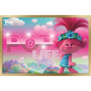 image:imageTrends International DreamWorks Trolls 2  Pop Life Wall Poster 14725 x 22375 Mahogany Framed VersionGold Framed Version
