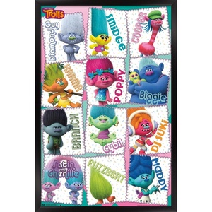 image:imageTrends International Trolls  Grid Wall Poster 224L x 147W Barnwood Framed VersionBlack Framed Version