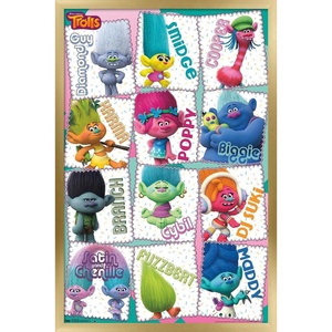image:imageTrends International Trolls  Grid Wall Poster 224L x 147W Barnwood Framed VersionGold Framed Version