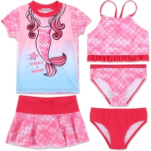 image:imageTrolls JoJo Siwa Girls One Piece Bathing Suit Bikini Top Rash Guard Skirt and Bottom 5 Swimsuit Set Toddler to Big KidMermaid S19