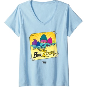 image:imageWomens DreamWorks Trolls Band Together BroZone Poster VNeck TShirtBaby Blue