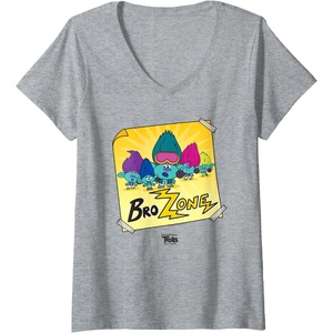 image:imageWomens DreamWorks Trolls Band Together BroZone Poster VNeck TShirtHeather Grey