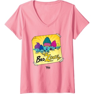 image:imageWomens DreamWorks Trolls Band Together BroZone Poster VNeck TShirtPink