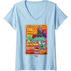 image:imageWomens DreamWorks Trolls Band Together Brozone Magazine Cover VNeck TShirtBaby Blue