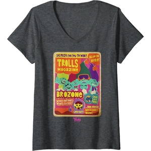 image:imageWomens DreamWorks Trolls Band Together Brozone Magazine Cover VNeck TShirtDark Heather Grey