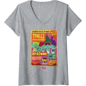 image:imageWomens DreamWorks Trolls Band Together Brozone Magazine Cover VNeck TShirtHeather Grey