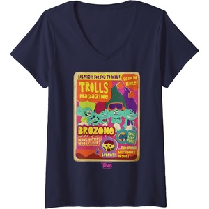 image:imageWomens DreamWorks Trolls Band Together Brozone Magazine Cover VNeck TShirtNavy Blue