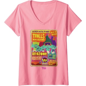 image:imageWomens DreamWorks Trolls Band Together Brozone Magazine Cover VNeck TShirtPink