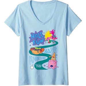 image:imageWomens DreamWorks Trolls Band Together Hole N Fun VNeck TShirtBaby Blue