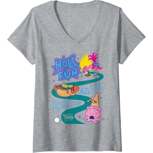 image:imageWomens DreamWorks Trolls Band Together Hole N Fun VNeck TShirtHeather Grey
