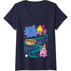 image:imageWomens DreamWorks Trolls Band Together Hole N Fun VNeck TShirtNavy Blue