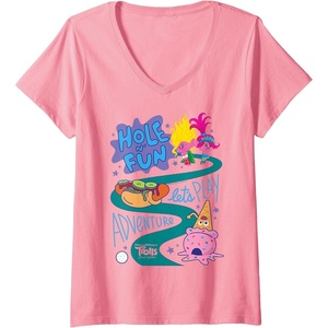 image:imageWomens DreamWorks Trolls Band Together Hole N Fun VNeck TShirtPink