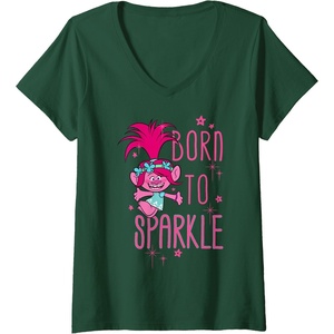 image:imageWomens DreamWorks Trolls Poppy Sparkle VNeck TShirtDark Green