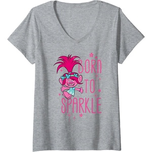 image:imageWomens DreamWorks Trolls Poppy Sparkle VNeck TShirtHeather Grey