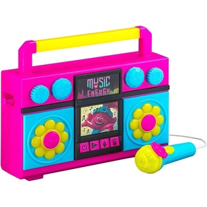 image:imageekids Trolls World Tour Sing Along Boom Box Speaker with Microphone for Fans of Trolls Toys for Girls Kids Karaoke Machine with Built in Music and Flashing Lights