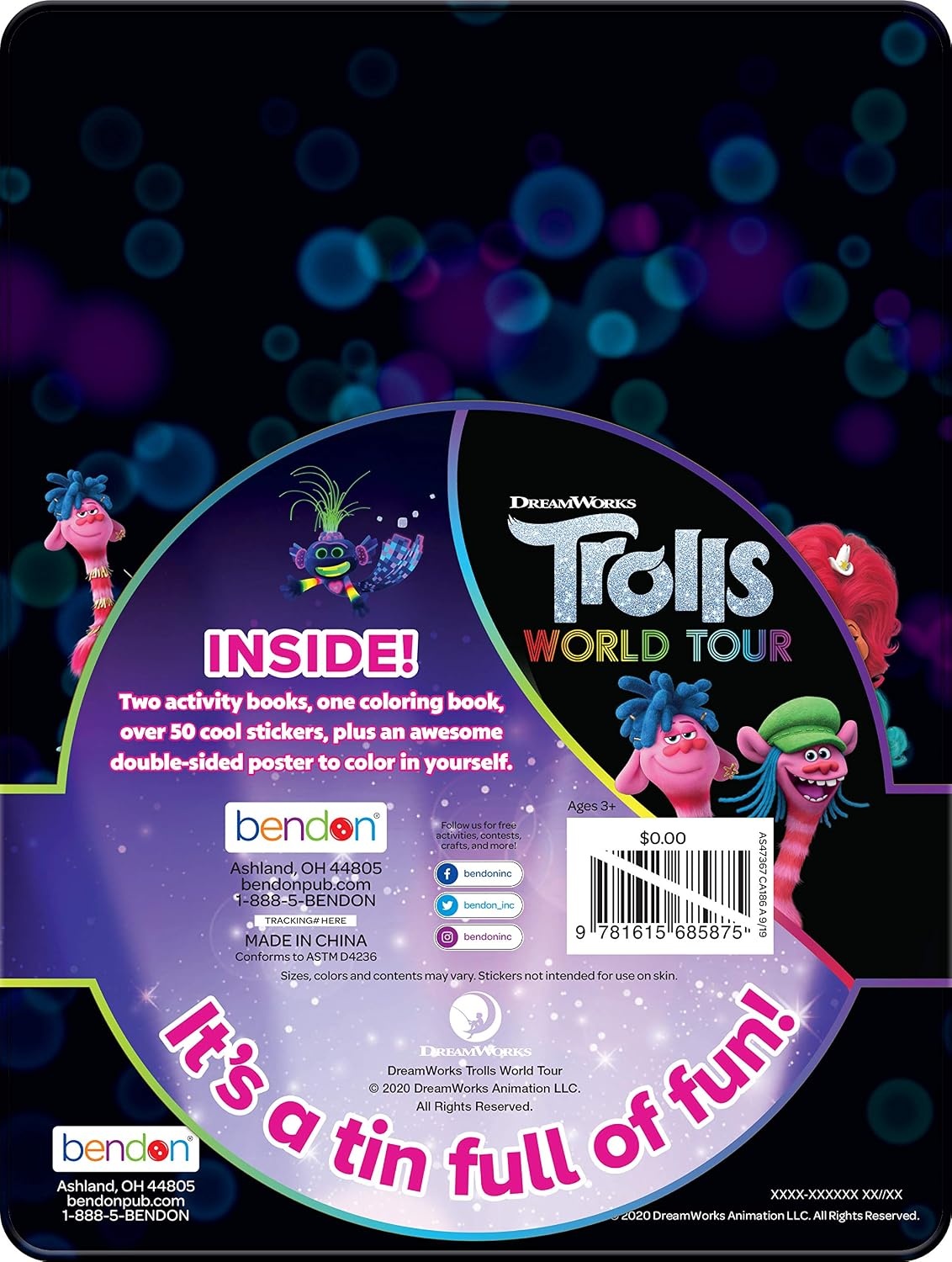 image:imageTrolls DreamWorks World Tour Coloring and Activity Tin with Sticker Sheets Crayons and Markers AS47367