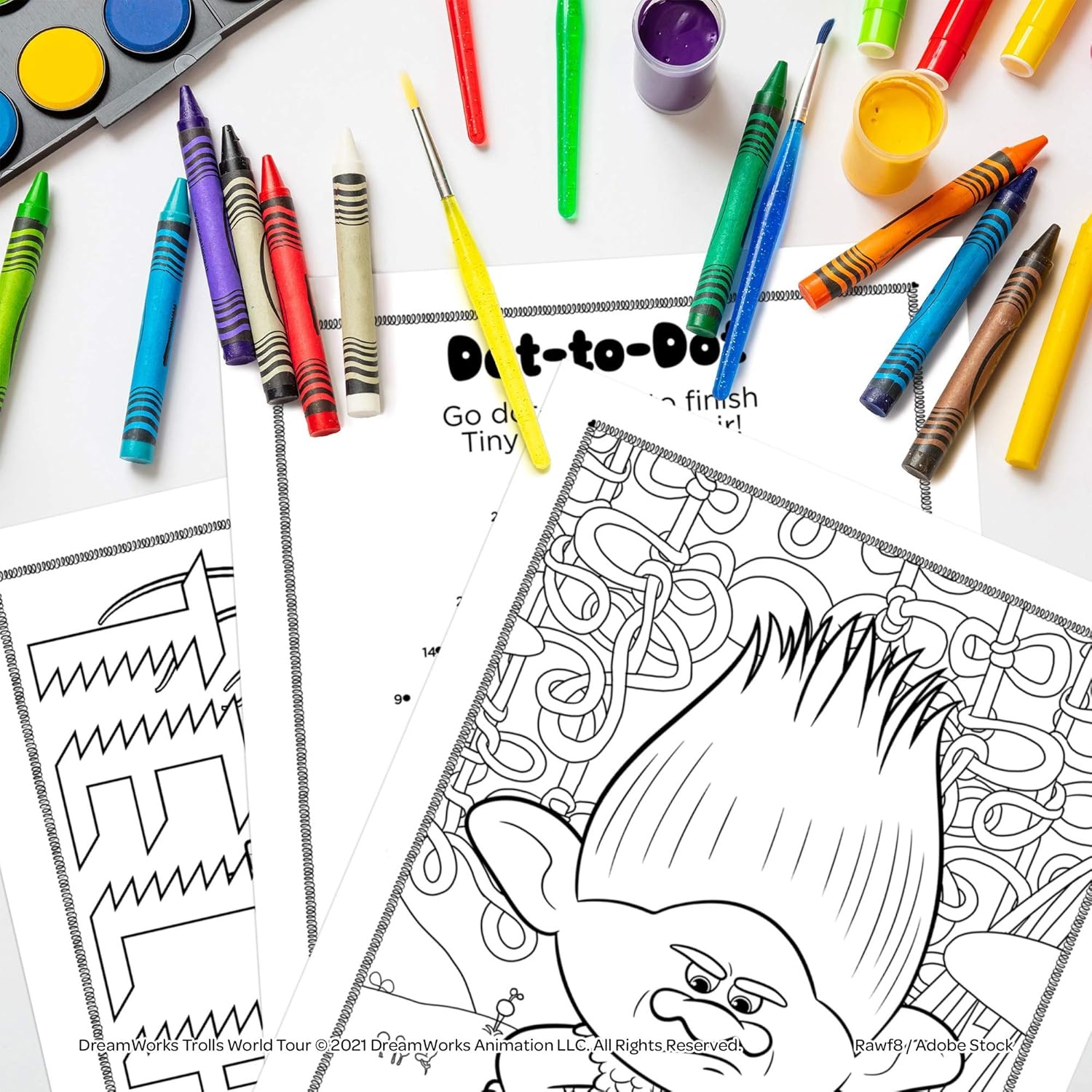 image:imageTrolls DreamWorks World Tour Coloring and Activity Tin with Sticker Sheets Crayons and Markers AS47367