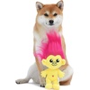 image:imageToys for Dogs  9 Inch Plush Dog Toy with Green Hair and Purple Body  Dog Toy with Squeaker  Plush Fabric Soft Medium Squeaky Dog Toy from TrollsYellow BodyPink Hair