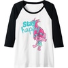 image:imageTrolls  Poppy Stay Happy Raglan Baseball TeeBlackWhite